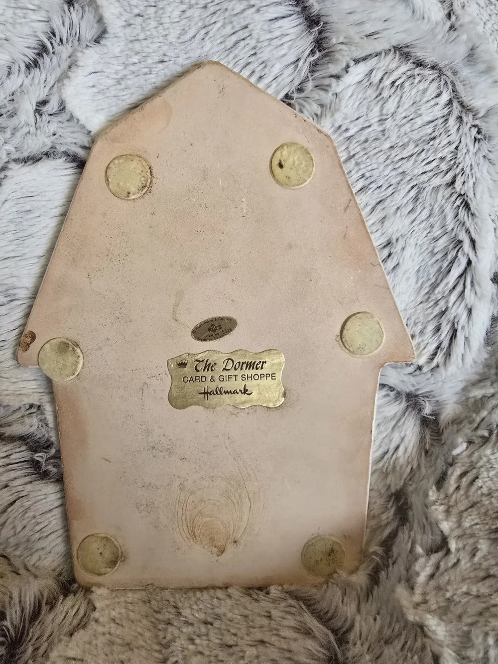 Vintage Russ Pink & Blue Cottage House Trivet Plaque Farmhouse Chippy Corner